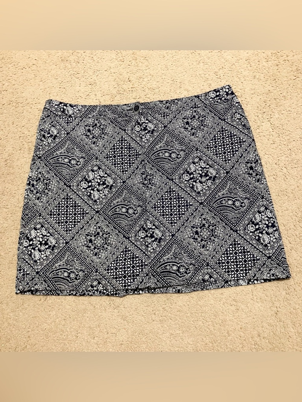 Karen Scott Woman Navy & White Floral Print Cotton Stretch Skort Sz 16W